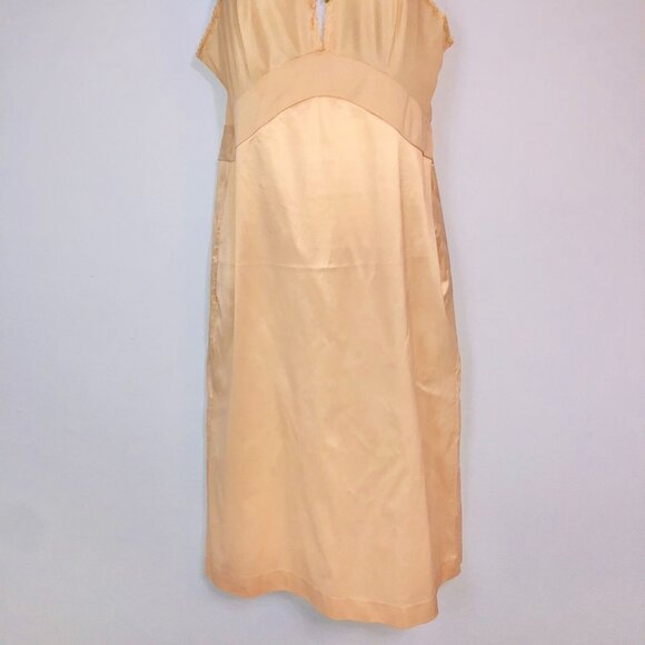 Vintage 50s Womens S Full Slip Beige Sleeveless Lace V Neck Adjustable Strap - Picture 5 of 9